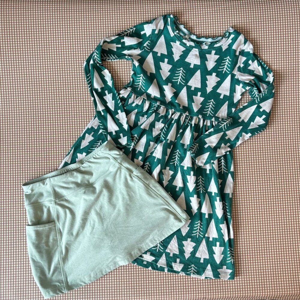 Hanna Andersson Christmas‎ Tree Dress+SKIRT Skort Holiday Girls Size 8 /10